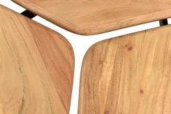 Table basse 3 plateaux bois massif et métal noir L95 cm SUZANE