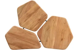 Table basse 3 plateaux bois massif et métal noir L95 cm SUZANE