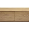 Table basse rectangulaire avec rangement 2 tiroirs finition bois clair chêne L120 cm NEGAN