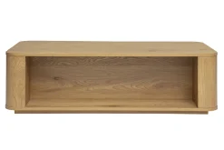 Table basse rectangulaire avec rangement 2 tiroirs finition bois clair chêne L120 cm NEGAN
