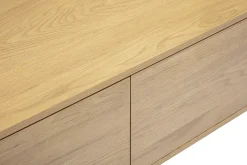 Table basse rectangulaire avec rangement 2 tiroirs finition bois clair chêne L120 cm NEGAN