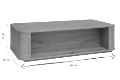 Table basse rectangulaire avec rangement 2 tiroirs finition bois clair chêne L120 cm NEGAN