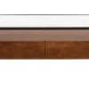 Table basse rectangulaire avec rangements en bois foncé manguier massif, verre et métal noir L100 cm SITA