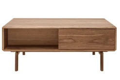 Table basse rectangulaire avec rangements 2 tiroirs bois foncé noyer L100 cm SUVA