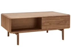 Table basse rectangulaire avec rangements 2 tiroirs bois foncé noyer L100 cm SUVA