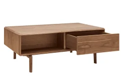 Table basse rectangulaire avec rangements 2 tiroirs bois foncé noyer L100 cm SUVA