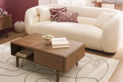 Table basse rectangulaire avec rangements 2 tiroirs bois foncé noyer L100 cm SUVA