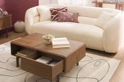 Table basse rectangulaire avec rangements 2 tiroirs bois foncé noyer L100 cm SUVA