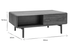 Table basse rectangulaire avec rangements 2 tiroirs bois foncé noyer L100 cm SUVA