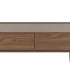 Table basse rectangulaire avec rangements 2 tiroirs finition bois foncé noyer L120 cm SANAA
