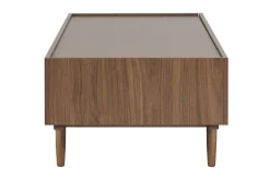 Table basse rectangulaire avec rangements 2 tiroirs finition bois foncé noyer L120 cm SANAA