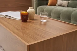 Table basse rectangulaire avec rangements 2 tiroirs finition bois foncé noyer L120 cm SANAA
