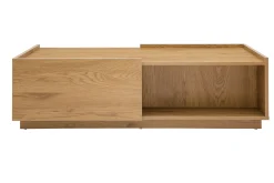 Table basse rectangulaire avec rangements 2 tiroirs finition bois clair chêne L120 cm MADERO