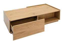 Table basse rectangulaire avec rangements 2 tiroirs finition bois clair chêne L120 cm MADERO