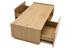 Table basse rectangulaire avec rangements 2 tiroirs finition bois clair chêne L120 cm MADERO