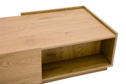 Table basse rectangulaire avec rangements 2 tiroirs finition bois clair chêne L120 cm MADERO