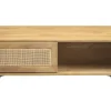 Table basse rectangulaire avec rangements en bois manguier massif et cannage rotin L100 cm ACANGE