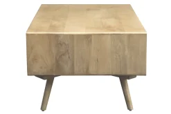 Table basse rectangulaire avec rangements en bois manguier massif et cannage rotin L100 cm ACANGE