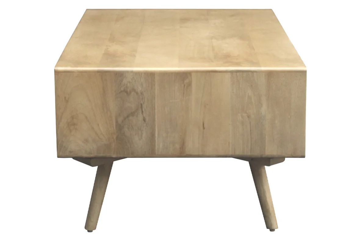 Table basse rectangulaire avec rangements en bois manguier massif et cannage rotin L100 cm ACANGE
