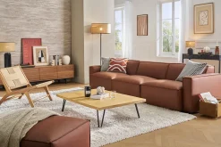 Table basse rectangulaire bois manguier massif et métal noir L117 cm VIBES