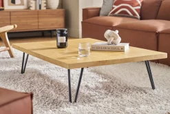 Table basse rectangulaire bois manguier massif et métal noir L117 cm VIBES