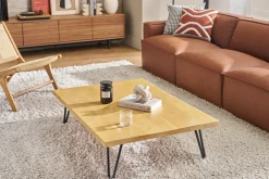 Table basse rectangulaire bois manguier massif et métal noir L117 cm VIBES