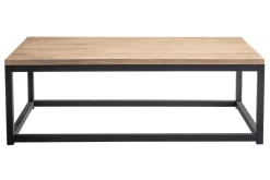 Table basse rectangulaire bois clair manguier massif et métal noir L120 cm FACTORY