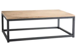 Table basse rectangulaire bois clair manguier massif et métal noir L120 cm FACTORY
