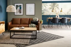 Table basse rectangulaire bois clair manguier massif et métal noir L120 cm FACTORY