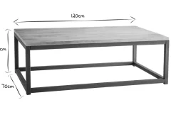 Table basse rectangulaire bois clair manguier massif et métal noir L120 cm FACTORY
