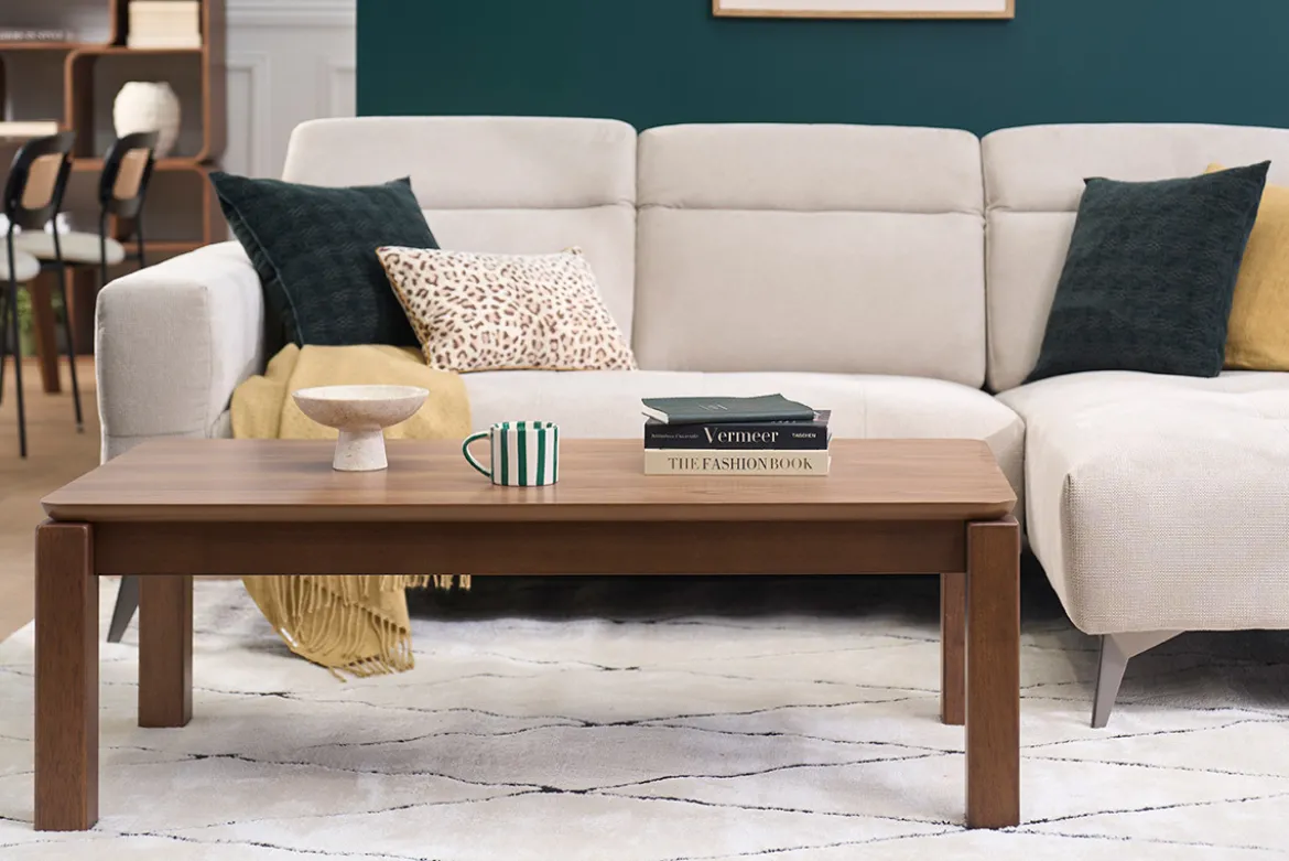 Table basse rectangulaire en bois foncé noyer L120 cm RAYA