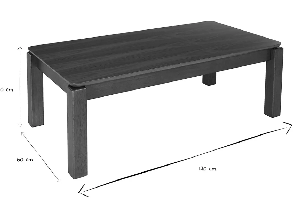 Table basse rectangulaire en bois foncé noyer L120 cm RAYA