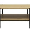 Table basse rectangulaire finition bois clair chêne et métal noir L80 cm PIPPA