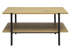 Table basse rectangulaire finition bois clair chêne et métal noir L80 cm PIPPA