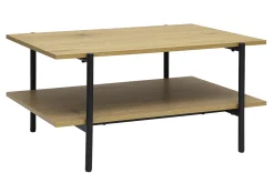 Table basse rectangulaire finition bois clair chêne et métal noir L80 cm PIPPA