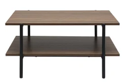 Table basse rectangulaire finition bois foncé noyer et métal noir L80 cm PIPPA