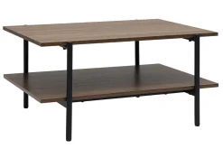 Table basse rectangulaire finition bois foncé noyer et métal noir L80 cm PIPPA