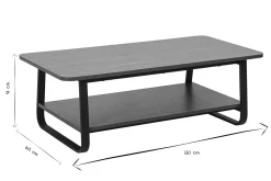 Table basse rectangulaire finition bois noyer et métal L120 cm MICHA