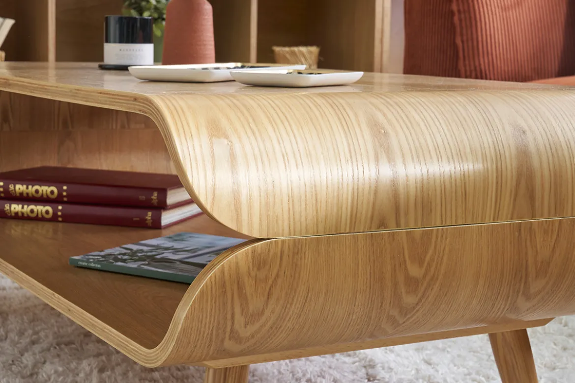 Table basse rectangulaire scandinave bois clair L118 cm TAKLA