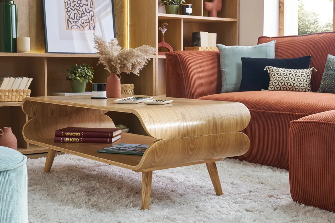 Table basse rectangulaire scandinave bois clair L118 cm TAKLA