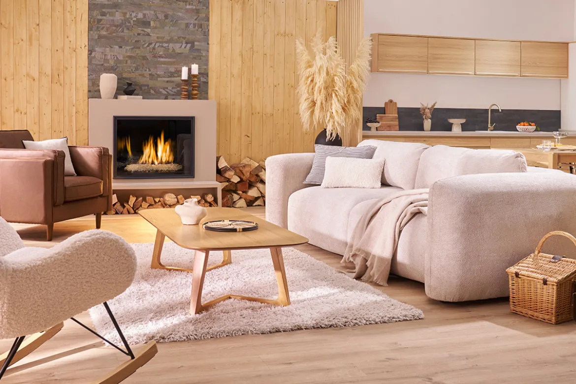 Table basse rectangulaire scandinave bois clair L150 cm JUKE