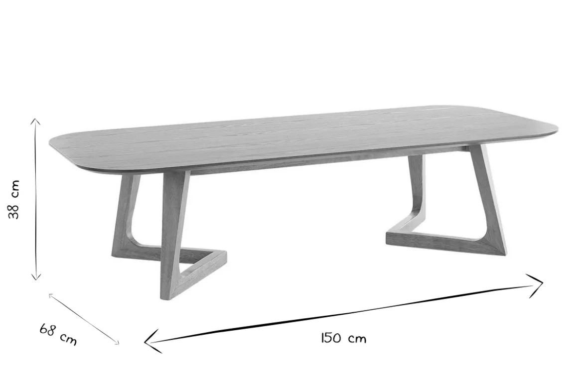 Table basse rectangulaire scandinave bois clair L150 cm JUKE