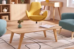 Table basse rectangulaire scandinave bois clair L120cm FIFTIES