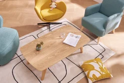 Table basse rectangulaire scandinave bois clair L120cm FIFTIES