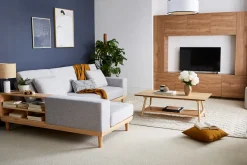 Table basse rectangulaire scandinave finition chêne L120 cm BAKAR