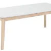 Table basse rectangulaire scandinave blanc et bois clair massif L105 cm LEENA