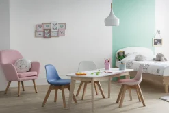 Table basse rectangulaire scandinave blanc et bois clair massif L105 cm LEENA