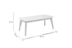 Table basse rectangulaire scandinave blanc et bois clair massif L105 cm LEENA