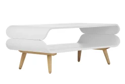 Table basse rectangulaire scandinave blanc et bois clair L118 cm TAKLA