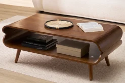 Table basse rectangulaire vintage bois foncé noyer L118 cm TAKLA